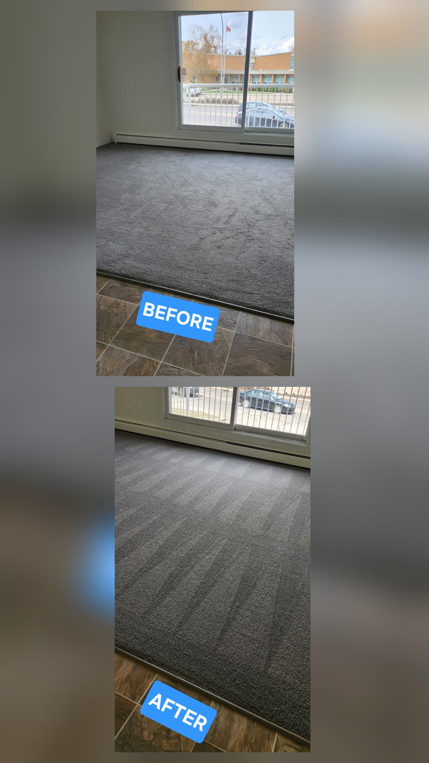 Before and after deep carpet cleaning by Dr Don's